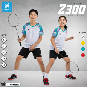 Áo Cầu Lông Trẻ Em Z300 Màu Trắng Năng Động