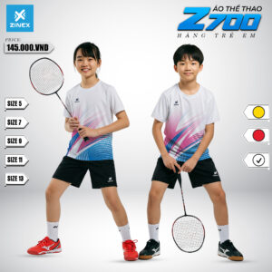 Áo thể thao trẻ em Z700 trắng năng động – Zinex