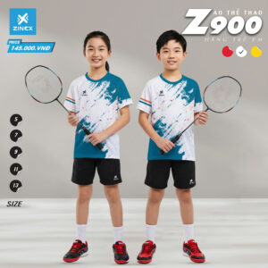 Áo Cầu Lông Trẻ Em Z900 Màu Trắng Xanh Ngọc Cá Tính