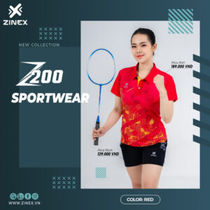 Áo Cầu Lông ZINEX Z200 Nữ – Màu Đỏ Rực Rỡ