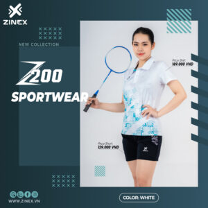 Áo Cầu Lông Nữ Zinex Z200 Trắng - Năng Động và Thoải Mái