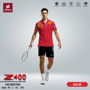 Áo Cầu Lông ZINEX Z400 Nam – Màu Đỏ Năng Động