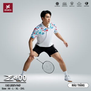 Áo cầu lông ZINEX Z400 nam màu trắng