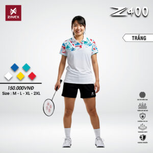 Áo cầu lông ZINEX Z400 Nữ - Màu Trắng