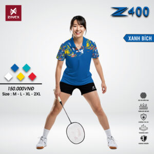 Áo cầu lông nữ ZINEX Z400 – Xanh bích phá cách