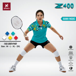 Áo cầu lông nữ ZINEX Z400 màu xanh ngọc – Thể thao & Thời trang