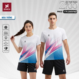 Áo thể thao ZINEX Z700 - Trắng năng động, phối màu hiện đại