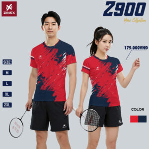 Áo cầu lông ZINEX Z900 màu đỏ - xanh navy